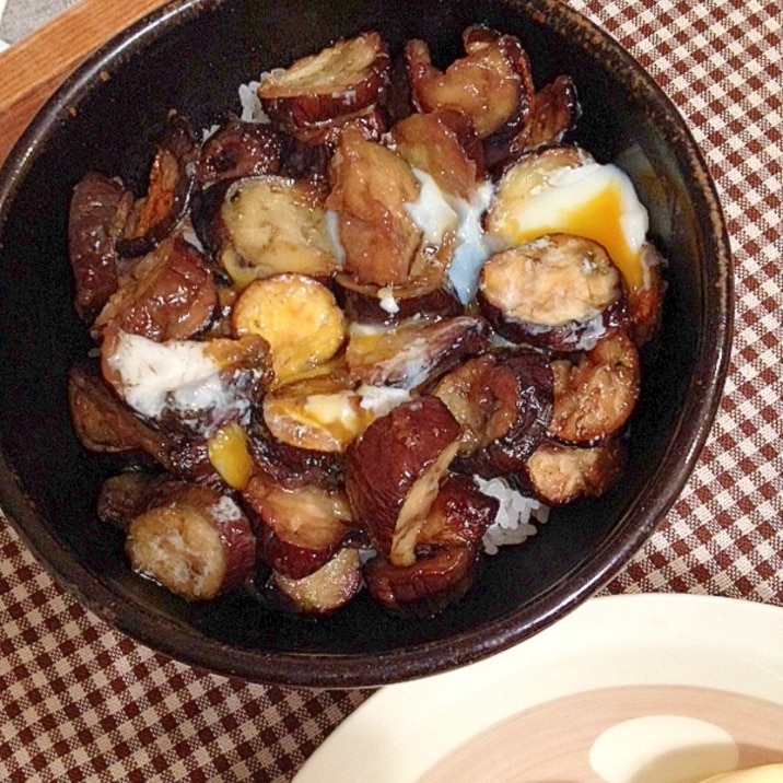 野菜だけでご飯が進む！ナスの甘辛丼！